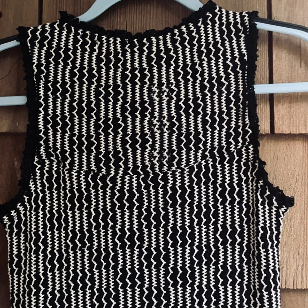 Steve Madden Bodycon Tank Midi Dress Cut Mesh Crochet Striped Pattern Knit S - Picture 13 of 14
